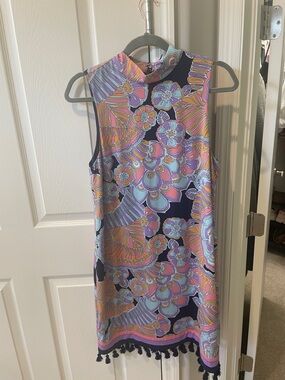 Trina Turk Floral Print Blouse in Navy, Lavender, Pink & Yellow